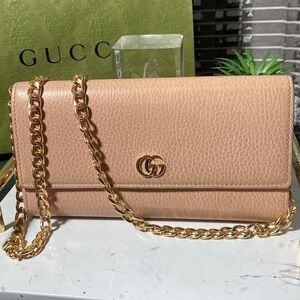 Authentic GUCCI GG Marmont Leather Long Bifold Wallet